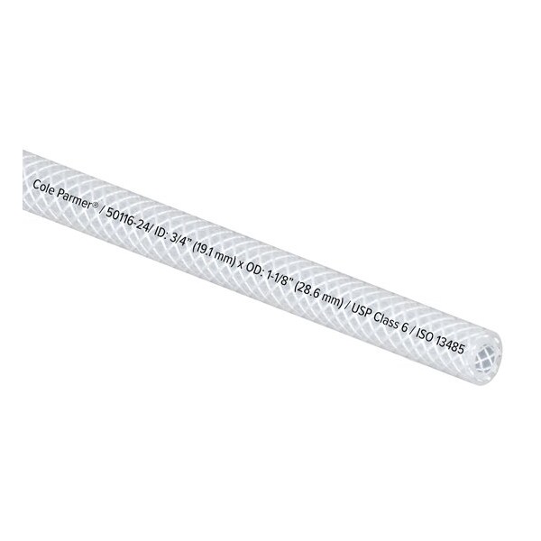 Cole Parmer Reinforced TPE Tubing, Clear, 3/4in ID x 1-1/8in OD; 50 Ft CP-FLXCBR12-18-50 - main